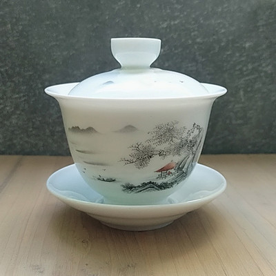 Dehua Ceramic Tea Gaiwan Tējas krūze Ar rokām gatavota tēja ķīniešu retro tējas komplekts Aksesuāri Tējas ceremonija Dzērieni Master cup 180ml