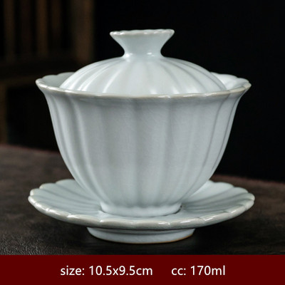 Pielāgota keramikas vienkrāsains Gaiwan Retro ar rokām gatavota tējas bļoda ķīniešu tējas automāts ar vāku tējas tases Boutique tējas komplekta piederumi
