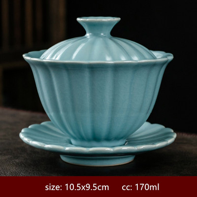 Pielāgota keramikas vienkrāsains Gaiwan Retro ar rokām gatavota tējas bļoda ķīniešu tējas automāts ar vāku tējas tases Boutique tējas komplekta piederumi