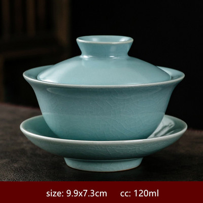Pielāgota keramikas vienkrāsains Gaiwan Retro ar rokām gatavota tējas bļoda ķīniešu tējas automāts ar vāku tējas tases Boutique tējas komplekta piederumi