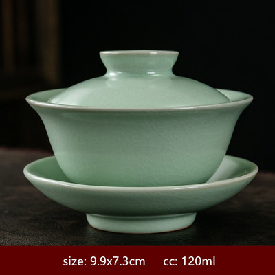 Pielāgota keramikas vienkrāsains Gaiwan Retro ar rokām gatavota tējas bļoda ķīniešu tējas automāts ar vāku tējas tases Boutique tējas komplekta piederumi