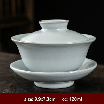 Pielāgota keramikas vienkrāsains Gaiwan Retro ar rokām gatavota tējas bļoda ķīniešu tējas automāts ar vāku tējas tases Boutique tējas komplekta piederumi