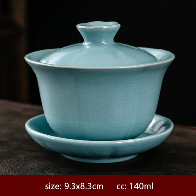 Pielāgota keramikas vienkrāsains Gaiwan Retro ar rokām gatavota tējas bļoda ķīniešu tējas automāts ar vāku tējas tases Boutique tējas komplekta piederumi