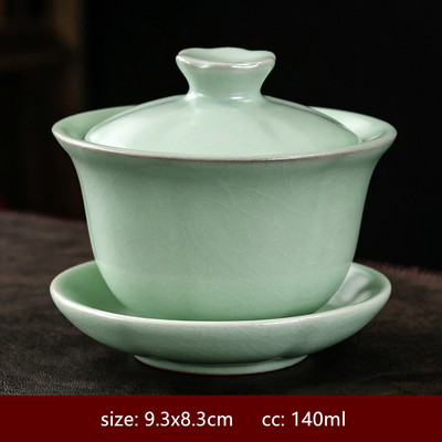 Pielāgota keramikas vienkrāsains Gaiwan Retro ar rokām gatavota tējas bļoda ķīniešu tējas automāts ar vāku tējas tases Boutique tējas komplekta piederumi