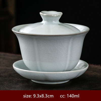 Pielāgota keramikas vienkrāsains Gaiwan Retro ar rokām gatavota tējas bļoda ķīniešu tējas automāts ar vāku tējas tases Boutique tējas komplekta piederumi