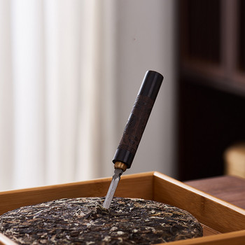 Изискан неръждаема стомана Абанос Китайски нож за игла за чай пуер Нож за чай Дамаск Чаен комплект от масивно дърво Аксесоари за чай за домашно парти