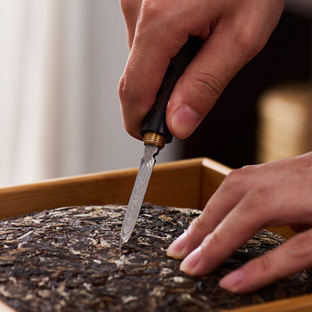 Изискан неръждаема стомана Абанос Китайски нож за игла за чай пуер Нож за чай Дамаск Чаен комплект от масивно дърво Аксесоари за чай за домашно парти