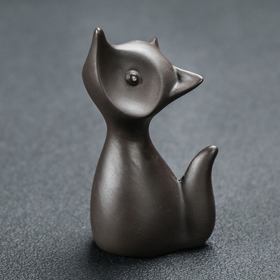 1gb Fox Look Purpura māla tēja Mājdzīvnieku rotājumi Statuja Dzīvnieku tēja Statute Boutique Tēja Dekorācijas piederumi Amatniecība Mājas dekors