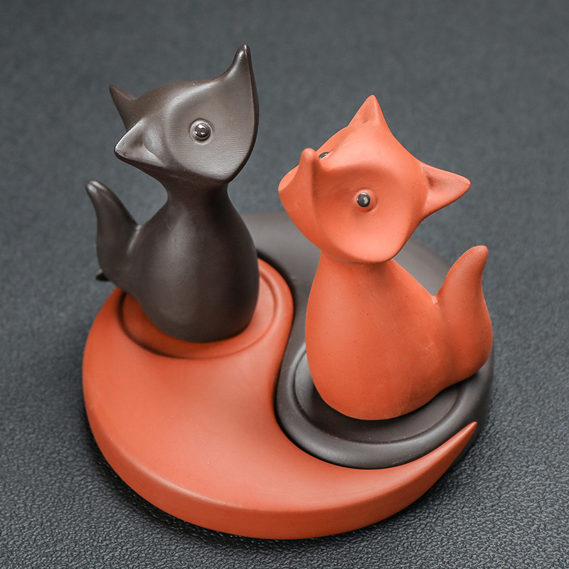 1gb Fox Look Purpura māla tēja Mājdzīvnieku rotājumi Statuja Dzīvnieku tēja Statute Boutique Tēja Dekorācijas piederumi Amatniecība Mājas dekors
