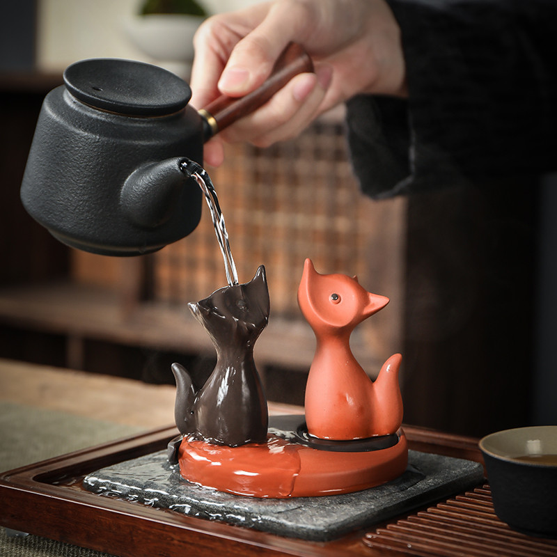 1gb Fox Look Purpura māla tēja Mājdzīvnieku rotājumi Statuja Dzīvnieku tēja Statute Boutique Tēja Dekorācijas piederumi Amatniecība Mājas dekors