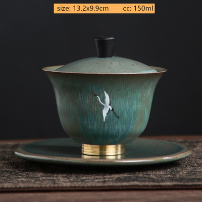 150/170 ml retro cepļi, maināmi Gaiwan keramikas tējas servīzes piederumi, mājsaimniecības liela tējas trauka tējas bļoda roku darbs ar vāku.