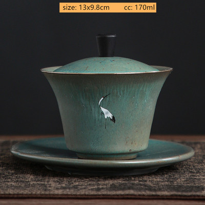 150/170 ml retro cepļi, maināmi Gaiwan keramikas tējas servīzes piederumi, mājsaimniecības liela tējas trauka tējas bļoda roku darbs ar vāku.