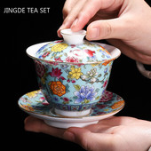 Hagyományos kínai kerámia Gaiwan zománc színű Procelán teástál háztartási fedővel teáscsésze teafőző teaedény kellékek 180 ml