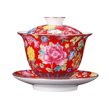 Κεραμικά Κινέζικης παράδοσης Gaiwan Enamel Color Procelain Μπολ τσαγιού Οικιακό με Καπάκι Tea Cup Maker Teaware Supplies 180ml