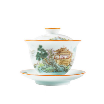 Υψηλής ποιότητας κεραμικό Gaiwan Exquisite Enamel Color Bowl Χειροποίητο προσωπικό κύπελλο τσαγιού με καπάκι Οικιακό σετ τσαγιού Προσαρμοσμένα δώρα