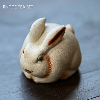 Creative Purple Clay Zodiac Rabbit Tea Pet Can Be Raised Tea Tray Orliments Σετ τσαγιού Αξεσουάρ Χειροποίητο γλυπτό Διακοσμητικό