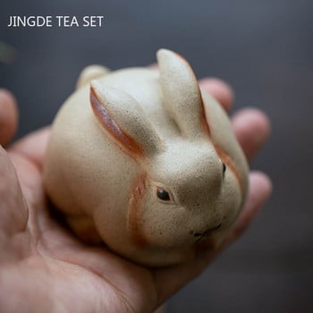 Creative Purple Clay Zodiac Rabbit Tea Pet Can Be Raised Tea Tray Orliments Σετ τσαγιού Αξεσουάρ Χειροποίητο γλυπτό Διακοσμητικό