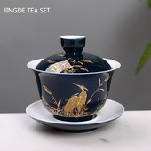 Pils stila keramikas tēja Tureen mājsaimniecības klasiskā tēja ar vāku Boutique Boutique roku darbs Gaiwan ķīniešu tējas komplekta piederumi