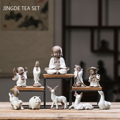 Szép állatszobor teás asztaldísz kínai stílusú kerámia tea kisállat díszek íróasztal asztali kézműves teáskészlet kellékek