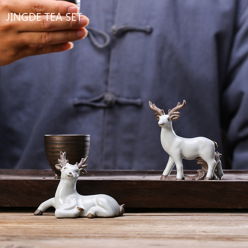 Szép állatszobor teás asztaldísz kínai stílusú kerámia tea kisállat díszek íróasztal asztali kézműves teáskészlet kellékek