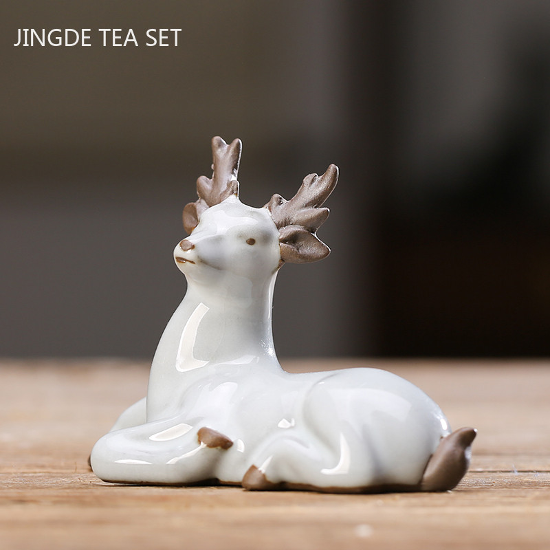 Szép állatszobor teás asztaldísz kínai stílusú kerámia tea kisállat díszek íróasztal asztali kézműves teáskészlet kellékek