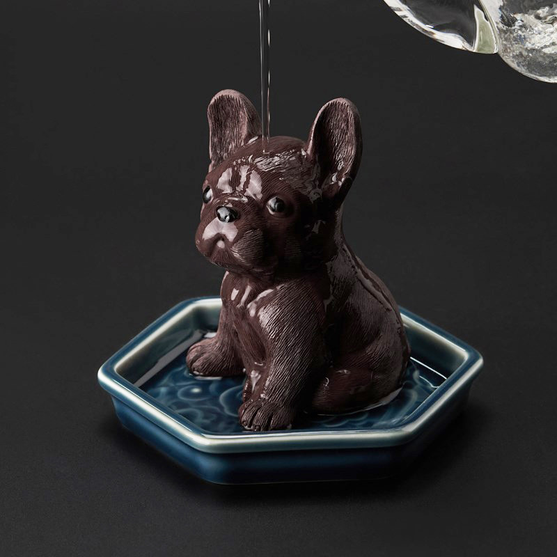 Yixing Boutique purpura māla tēja mājdzīvnieks franču buldogs figūriņa mājsaimniecības rotājumi roku darbs skulptūra amatniecības tējas ceremonijas dekorēšana