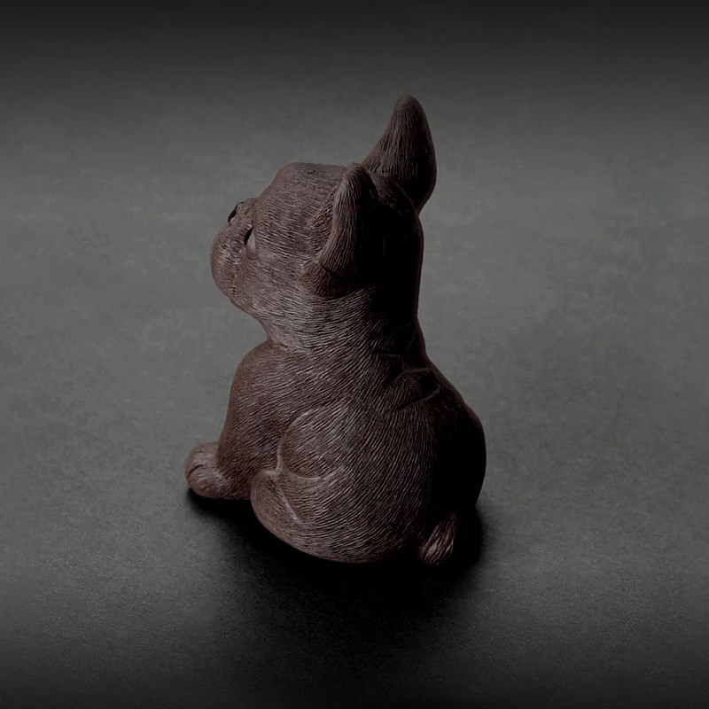 Yixing Boutique purpura māla tēja mājdzīvnieks franču buldogs figūriņa mājsaimniecības rotājumi roku darbs skulptūra amatniecības tējas ceremonijas dekorēšana