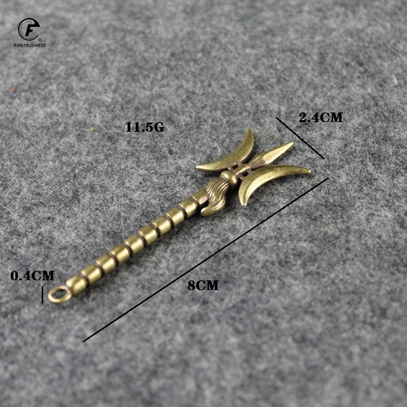 Disainer Vana-Hiina relv Vask Hellebard Tahke messingist Soomustatud sõdalane Relvad Tee lemmiklooma teenuga Puer tee nõel võtmehoidja