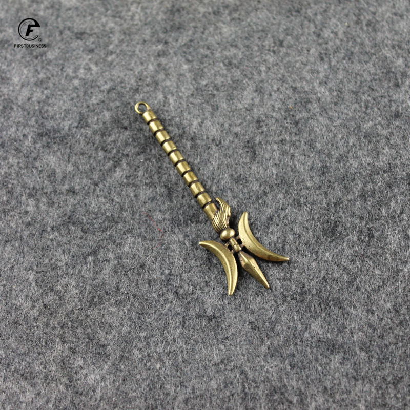 Disainer Vana-Hiina relv Vask Hellebard Tahke messingist Soomustatud sõdalane Relvad Tee lemmiklooma teenuga Puer tee nõel võtmehoidja