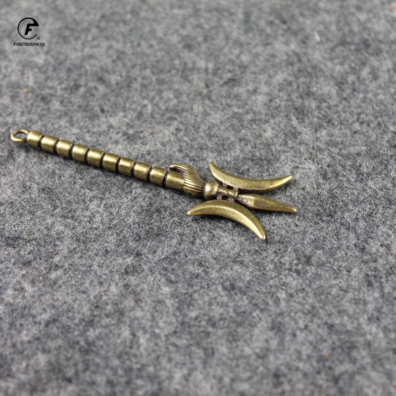 Disainer Vana-Hiina relv Vask Hellebard Tahke messingist Soomustatud sõdalane Relvad Tee lemmiklooma teenuga Puer tee nõel võtmehoidja