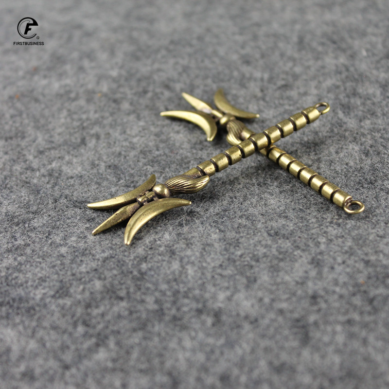 Disainer Vana-Hiina relv Vask Hellebard Tahke messingist Soomustatud sõdalane Relvad Tee lemmiklooma teenuga Puer tee nõel võtmehoidja