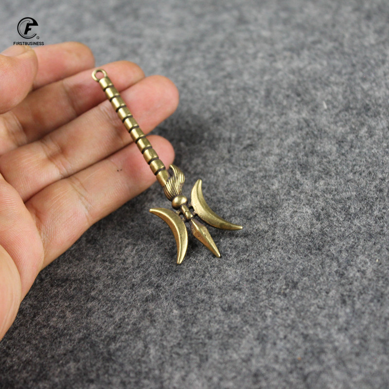 Disainer Vana-Hiina relv Vask Hellebard Tahke messingist Soomustatud sõdalane Relvad Tee lemmiklooma teenuga Puer tee nõel võtmehoidja