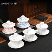 Ķīniešu tradīciju keramika Gaiwan tējas tase ar rokām gatavota tējas bļoda Mājas tējas automāts Porcelāna tējas trauku piederumi Dzērienu trauki 150ml