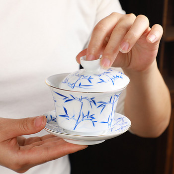 Китайски традиции Керамична чаша за чай Gaiwan Ръчно изработена купа за чай Домашна машина за чай Порцеланова посуда за чай Аксесоари Съдове за напитки 150 ml