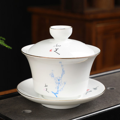 Ķīniešu tradīciju keramika Gaiwan tējas tase ar rokām gatavota tējas bļoda Mājas tējas automāts Porcelāna tējas trauku piederumi Dzērienu trauki 150ml