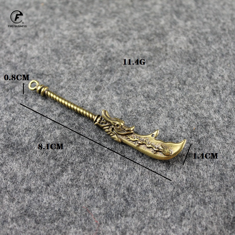 Senovės kinų ginklas varinis drakono galvos peilis kieto žalvario šarvuotos kario ginklai Arbatos naminių gyvūnėlių arbatos peilis Puer arbatos adata raktų pakabukas