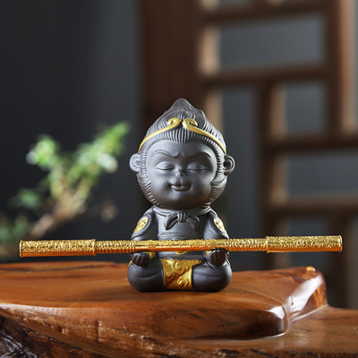 1 ΤΕΜ Mini Purple Clay Tea pet Monkey King Figurine Car Στολίδι Χειροποίητα Crafts Boutique Διακοσμητικό σετ τσαγιού Αξεσουάρ