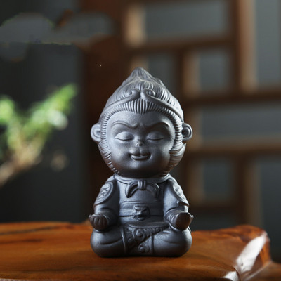 1 ΤΕΜ Mini Purple Clay Tea pet Monkey King Figurine Car Στολίδι Χειροποίητα Crafts Boutique Διακοσμητικό σετ τσαγιού Αξεσουάρ