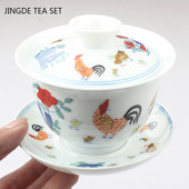 Boutique baltā porcelāna Gaiwan tējas tase ar rokām darināta tēja Tureen Keramika ar vāku tējas bļoda Ķīniešu tējas komplekts Izejmateriāli mājas dzērieni