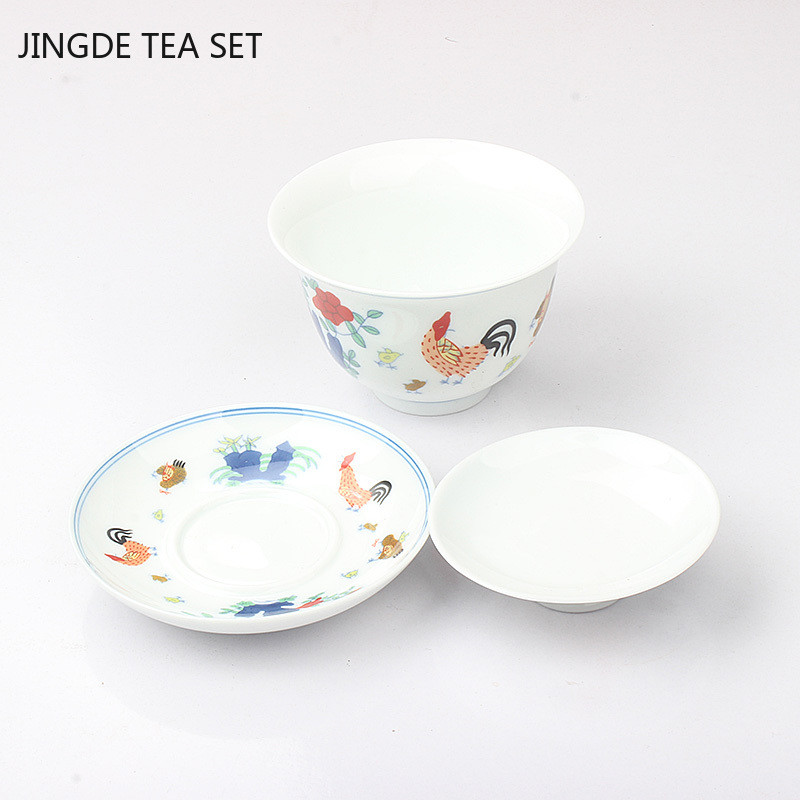 Boutique baltā porcelāna Gaiwan tējas tase ar rokām darināta tēja Tureen Keramika ar vāku tējas bļoda Ķīniešu tējas komplekts Izejmateriāli mājas dzērieni