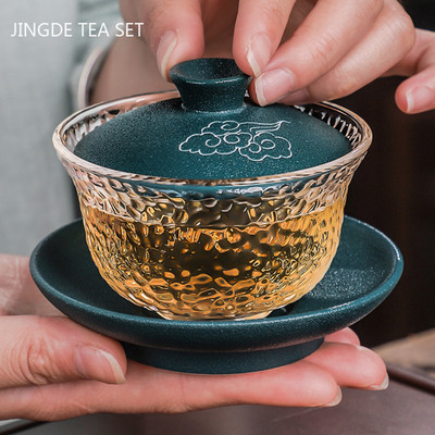 Sticlă termorezistentă în stil japonez Gaiwan Ceramic cu capac ceașcă de ceai ceainic de uz casnic transparent ceai set de ceai boutique