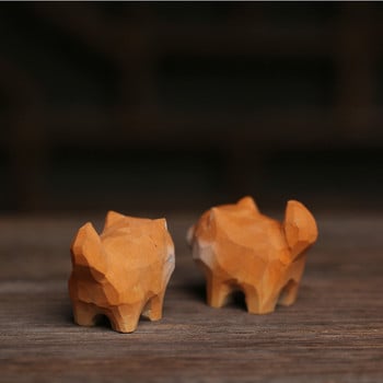 Wood Cute Dog Tea Pet Figurines Tea Ceremony Zen Διακόσμηση τραπεζιού Αξεσουάρ Shiba Inu Ζώο στολίδι