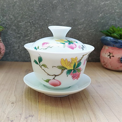 Dehua Ceramic Tea Gaiwan Tējas krūze Ar rokām gatavota tēja ķīniešu baltā porcelāna tējas komplekts Aksesuāri Tējas ceremonijas meistara krūze 110ml