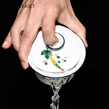 Китайска ръчно рисувана керамична чаша за чай Gaiwan ръчно изработена супница за чай Аксесоари за домакински съдове за напитки Персонална единична чаша 240 ml