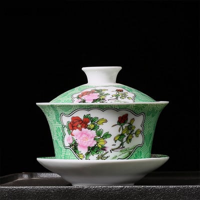 Ceașcă de ceai Gaiwan, din ceramică pictată manual chinezesc, pahar de ceai realizată manual Accesorii pentru veselă de ceai Vase de uz casnic, ceașcă individuală, 240 ml