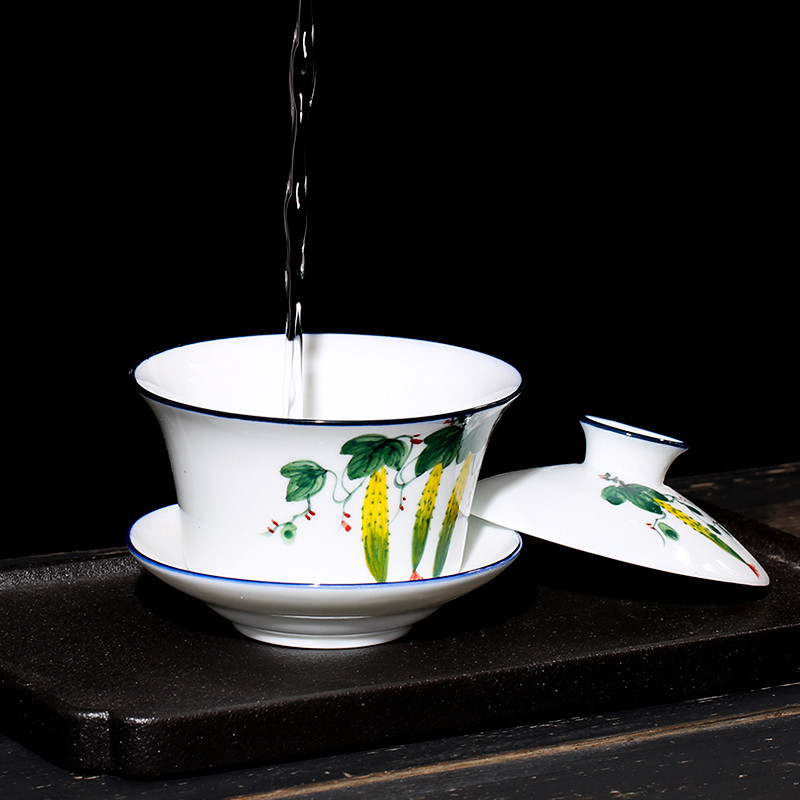 Ķīniešu ar rokām apgleznota keramika Gaiwan tējas krūze ar rokām gatavota tējas krūze, tējas trauki, aksesuāri, mājsaimniecības dzēriena trauki, personīgā krūze 240 ml