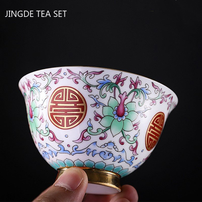 140ml Pielāgotas emaljas Krāsa Keramika Gaiwan Household Beauty Tea Infuser Ar rokām gatavots pārnēsājams ķīniešu tējas komplekts ar vāku