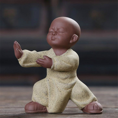 Radoši keramikas Tai Chi Kung Fu mazo mūku rotājumi mazi tējas mājdzīvnieki Boutique tējas galda dekorēšanas piederumi