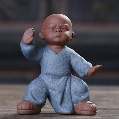 Radoši keramikas Tai Chi Kung Fu mazo mūku rotājumi mazi tējas mājdzīvnieki Boutique tējas galda dekorēšanas piederumi