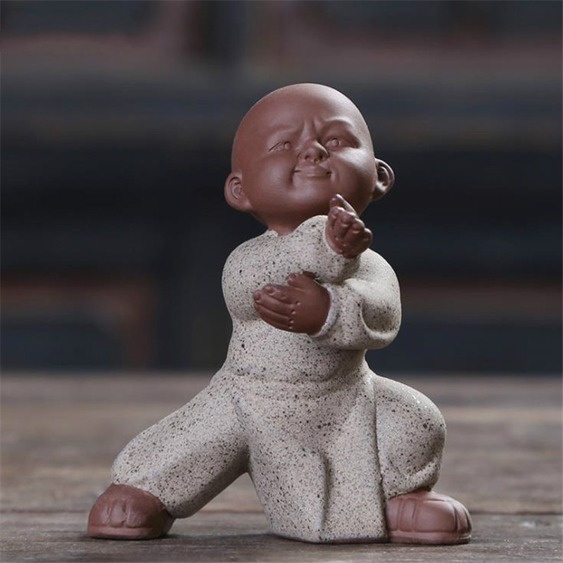 Radoši keramikas Tai Chi Kung Fu mazo mūku rotājumi mazi tējas mājdzīvnieki Boutique tējas galda dekorēšanas piederumi